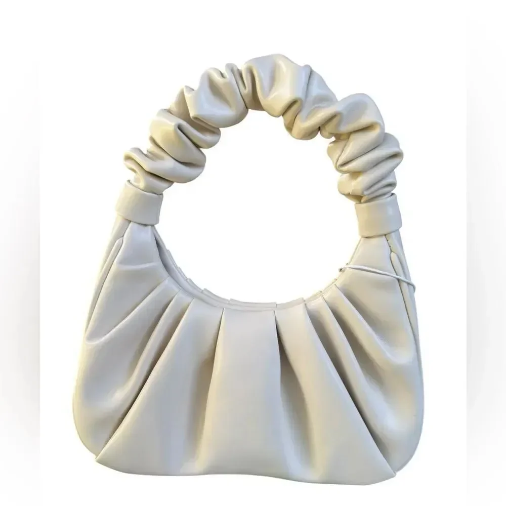 JW PEI Gabbi Ruched Hobo Handbag - Ivory Ruched Handle